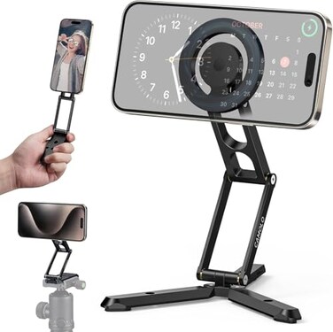 CAMOLO GEEK Magnetic Pocket Phone Tripod Foldable Compatible with Magsafe for iPhone 1615141312 Plus Pro Max Series MG03 Mini Cell Phone Tripod Mount Handle Smartphone Desk Stand Travel All in One