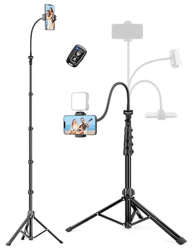 Victiv Phone Tripod Stand 85 Tall Cellphone Tripod for iPhone with Gooseneck Remote Flexible Portable Phone Stand for Recording Compatible with iPhone 14 13 12 Pro Android Camera