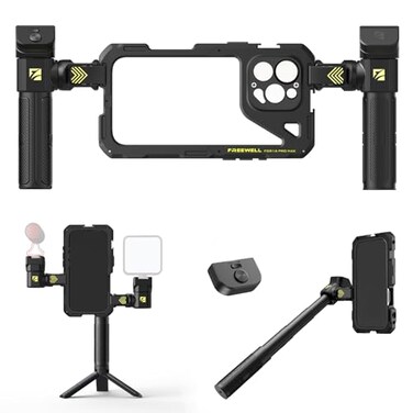 Freewell Genius Rig Cage for iPhone 16 Pro Max ToolFree Setup Multifunctional Tripod and Monopod Handles Bluetooth Remote