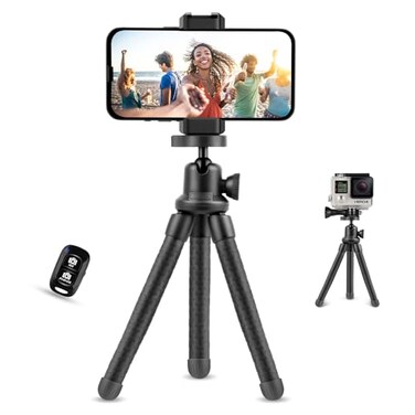 UBeesize Phone Tripod UBeesize 12 Inch Flexible Cell Phone Tripod Stand Holder with Wireless Remote Shutter Universal Phone Mount Compatible with SmartphoneDSLRGoPro Camera