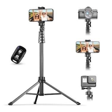 UBeesize 67 Phone Tripod Selfie Stick Camera Tripods Stand with Wireless Remote and Phone HolderCompatible with iPhone Android Phone Perfect for SelfiesVideo RecordingLive Streaming Black