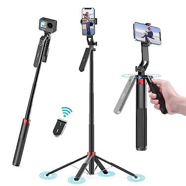 ULANZI MA09 71 Phone Tripod Selfie Stick Cell Phone Tripod Stand with Wireless Remote Control 360 for Rotation Travel Selfie Video Recording Live Compatible with iPhone Android Camera Action GoPro