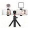 Andoer Multifunctional Smartphone Video Kit Including Universal Phone Tripod Mount with Dual Phone Holders 4 Cold Shoe Mounts Desktop Tripod for Vlog Live Streaming Oline Video Teaching Meeting
