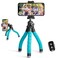 Ubeesize Portable Tripod Stand with Wireless Remote Clip Flexible Phone Holder for Video Recording Blue