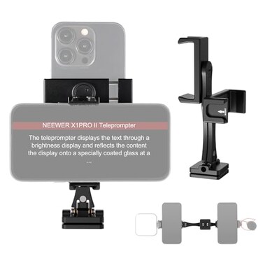 NEEWER Metal Phone Tripod Mount Adapter with Arca QR Base 360 Rotatable Dual Cell Phone Clip Clamp Holder with 4 Cold Shoes Compatible with iPhone Samsung for Vlog Live Stream Video Recording SP08