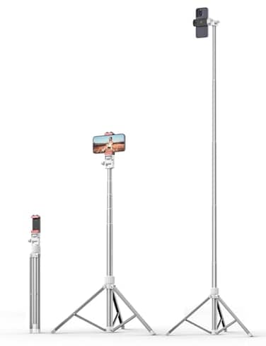 Pnitri 71 Phone Tripod Stand Extendable Reinforced Aluminum Phone Stand with Wireless Remote Stable Cellphone Tripod Compatible with iPhone 141312 Galaxy S23S22 Huawei White