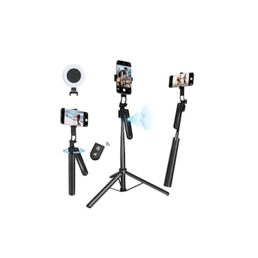 Fccabin Extendable Auto Face Tracking Tripod for iPhone with light No App 360 Rotation selfie stick for iPhoneAndroid Phone Tripod with Remote Control for TikTok Live Streaming VloggingVideo Recording