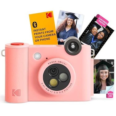 Kodak Smile 2in1 Digital Instant Print Camera Wireless Bluetooth Printer 10MP SpecialEffect Rotating Lens Zink 2x3 StickyBack Photos Print via Fun App from Smart Devices Pink