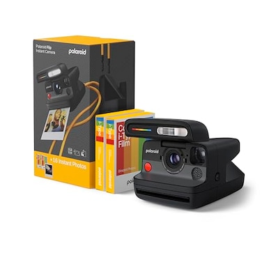 Polaroid Flip Instant Camera Color Film Bundle 16 Photos Included Black 6565 Hyperfocal 4Lens System Sonar autofocus and Sence Analysis with Bluetooth paired Companion app