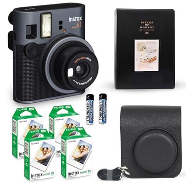 Fujifilm Instax Mini 41 Instant Camera Vintage Black Fujifilm Value Pack 40 Sheets Shutter Accessories Bundle Includes Vintage Style Compatible Carrying Case Black Photo Album 64 Pockets