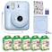 Fujifilm Instax Mini 12 Instant Camera MiniMate Accessory Bundle Compatible Custom Case Fuji Instax Film Value Pack 50 Sheets Flamingo Designer Photo Album Pastel Blue