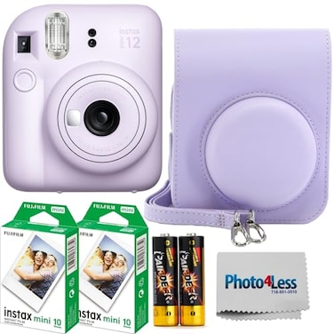 Fujifilm Instax Mini 12 Instant Film Camera Lilac Purple Fujifilm Instax Mini Twin Pack Instant Film 20 Sheets Case Accessory Bundle