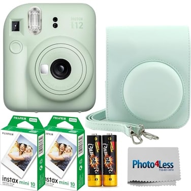 Fujifilm Instax MiniI 12 Instant Film Camera Mint Green Fujifilm Instax Mini Twin Pack Instant Film 20 Prints Prtotective Case Gift Bundle