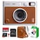 Fujifilm Instax Mini EVO Hybrid Instant Camera Brown Bundle with InstaxMini Twin Pack InstantFilm 20 Sheets 32GB Memory Card Vintage Brown MiniEvo Camera Case Cleaning Cloth