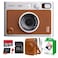 Fujifilm Instax Mini EVO Hybrid Instant Camera Brown Bundle with InstaxMini Twin Pack InstantFilm 20 Sheets 32GB Memory Card Vintage Brown MiniEvo Camera Case Cleaning Cloth