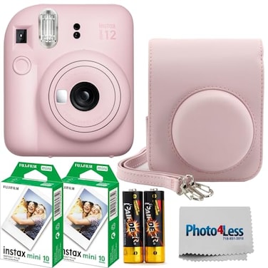 Fujifilm Instax Mini 12 Instant Film Camera Blossom Pink Fujifilm Instax Mini Twin Pack Instant Film 20 Prints Prtotective Case Gift Bundle