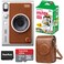 Fujifilm Instax Mini EVO Hybrid Brown Instant Camera Instax Mini Twin Pack Instant Film 32GB microSD Card with Adapter Brown Camera Case