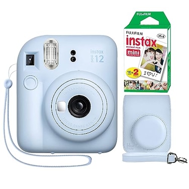 Fujifilm Instax Mini 12 Instant Camera Minimate Custom Case Fuji Instax Film 20 Sheets Twin Pack Pastel Blue