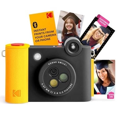 KODAK Smile Wireless Digital Instant Print Camera with EffectChanging Lens 2x3 StickyBacked Photo Prints and Zink Printing Technology Compatible with iOS and Android Devices Black