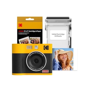 KODAK Mini Shot 3 ERA 3x3 Instant Digital Camera Photo Printer 38 Sheets 2in1 Portable Print Camera Bluetooth Smartphone Printer for iPhone Android 4PASS Dye Sublimation Yellow