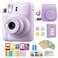 FUJIFILM INSTAX Mini 12 Instant Film Camera Lilac Purple Bundled with Instax Accessory Bundle Cleaning Cloth 8 Items