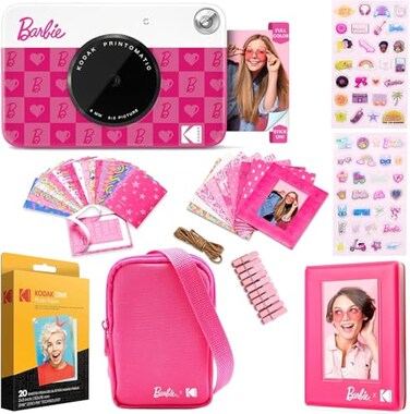 Kodak x Barbie Printomatic FullColor Instant Print Digital Camera Barbie Gift Bundle Iconic Style Barbie Camera Case Photo Album Sticker Hanging Frames 50 Stickers Zink Paper 20 Sheets