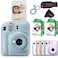 Fujifilm Instax Mini 12 Instant Camera Pastel Blue with Sandisk 32 GB USB Flash Drive 40 Sheets Fujifilm Instax Mini Film and Sunshine Photo Microfiber Cleaning Cloth Bundle