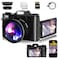 SMARTKLIK Camera Digital 75MP WiFi 4K Vlogging Video Camera for YouTube with 3 180Flip Screen 64GB SD Card AntiShake 2 Batteries Digital Camera for Vlogging Photography for Beginner Black