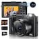 Zostuic 4K Digital Camera 64MP Rear and Front Camera for Photography and Video Autofocus AntiShake 3 Selfie Flip Vlogging Camera with Ultra Bright Flash Camera with Dial 16X Zoom 2 BatteriesCharger