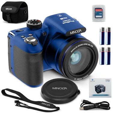 Minolta MN40Z 20MP Digital Camera 40x Optical Zoom 1080p FHD Video 30 LCD WiFi FaceSmileBlink Detection Blue