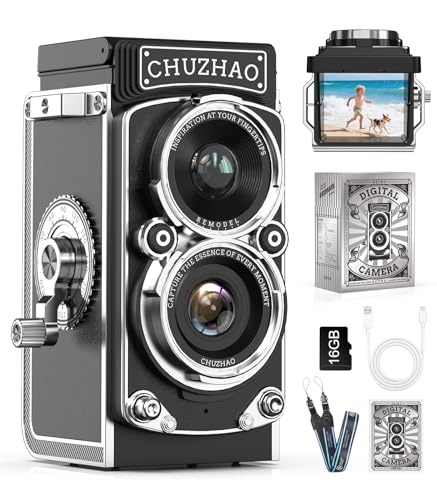 تيرن رايز Turnrise Digital Camera Retro Portable Tlr Style twin-lens Vintage Camera Autofocus 1080p 16GB