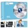 SMARTKLIK Digital Camera for Teens FHD 4K 44MP with 64GB SD Card 16X Digital Zoom Compact Point Shoot Camera Blue