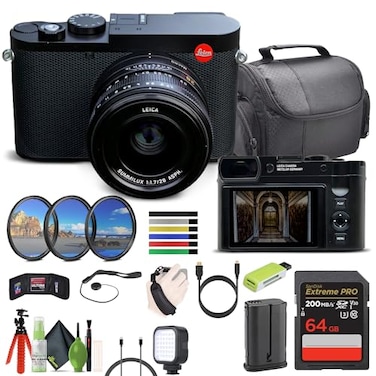 Leica Q3 Compact Digital Camera 19080 60MP FullFrame BSI CMOS Sensor Summilux 28mm f17 Prime Lens 8K Video Recording Photography Camera Bundle 64GB SD Card Cleaning Kit Camera Bag and More