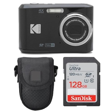 PHOTO4LESS Kodak PIXPRO FZ45 Digital Camera Black Point Shoot Camera Case Sandisk 128GB SDXC Memory Card