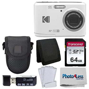 PHOTO4LESS Kodak PIXPRO FZ45 Digital Camera Black Point Shoot Camera Case Transcend 64GB SD Memory Card Trifold Memory Card Wallet HiSpeed SD USB Card Reader More White