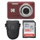 PHOTO4LESS Kodak PIXPRO FZ55 Digital Camera Red Point Shoot Camera Case Sandisk 128GB SDXC Memory Card