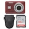 PHOTO4LESS Kodak PIXPRO FZ55 Digital Camera Red Point Shoot Camera Case Sandisk 128GB SDXC Memory Card