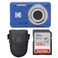 PHOTO4LESS Kodak PIXPRO FZ55 Digital Camera Blue Point Shoot Camera Case Sandisk 128GB SDXC Memory Card