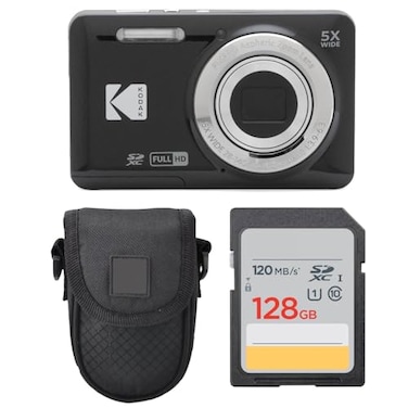 PHOTO4LESS Kodak PIXPRO FZ55 Digital Camera Black Point Shoot Camera Case Sandisk 128GB SDXC Memory Card