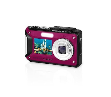 Minolta Waterproof Digital Camera 48MP Photos 4K UHD Video Dual LCD Screens 16ft Waterproof 16X Zoom AntiShake Slow Motion Compact PointandShoot for Travel Underwater Magenta