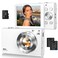 Lecnippy Digital CameraAutofocus 4K Vlogging Camera for Photography with 32GB Card48MP Portable Compact Point and Shoot Digital Camera for Teens Adult Beginner with 16X ZoomAntiShake2 BatteriesWhite