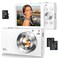 Lecnippy Digital CameraAutofocus 4K Vlogging Camera for Photography with 32GB Card48MP Portable Compact Point and Shoot Digital Camera for Teens Adult Beginner with 16X ZoomAntiShake2 BatteriesWhite