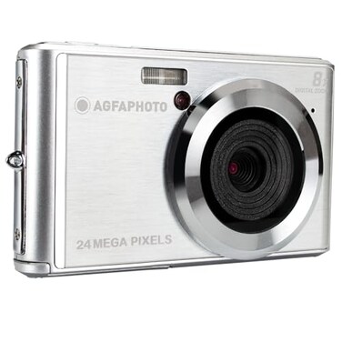 AgfaPhoto AGFA Photo Realishot DC5500 Compact Digital Camera 24 MP 24 Inch LCD Screen 8X Digital Zoom HD 720p Video External SD Memory Card Lithium Battery Silver