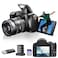 OIEXI 4K Digital Camera for Photography 12X Optical Zoom 72MP Vlogging Camera for YouTube with 3 270 Flip Screen Autofocus Compact Camera with 2 Batteries 64GB SD Card USB Card Reader Charging Stand