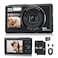 UIKICON 5K Digital Camera Dual Screens Camera with 18X Digital Zoom Compact Vlogging Camera for Teens BeginnerFriendly Gift Pack 32GB Card 2 Batteries Black
