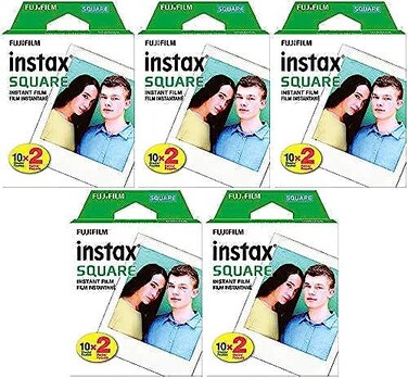 Fujifilm Square Instant Film 10 Pack 100 exposures for SQ1 SQ6 SQ10 Cameras 5 Items