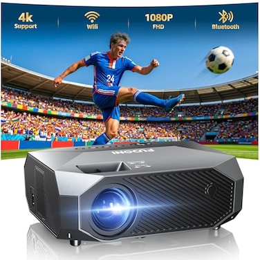 FUDONI Projector with WiFi and Bluetooth Outdoor 4K Support 18000L Projector HD 1080P Max 300 Display Movie Video Portable Home Theater Projector Compatible with USBHDMIiOSAndroidTV Stick
