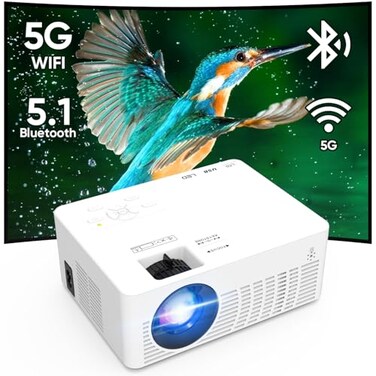 KEEPWISE Mini Projector with WiFi and Bluetooth 1080P Supported Outdoor Movie Projector Compatible with AndroidiOSWindowsTV StickHDMIUSB