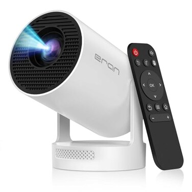 SKUOU Electric FocusMini Portable Projector with 4K Support Bluetooth 54 WIFI6 5watt Sound Base Speaker 260 ANSI Android 11 210 Rotation Auto Keystone Correction Video Projector HY300 PLUS
