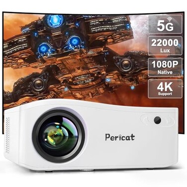 pericat 5G WiFi Bluetooth Projector Native 1080P Outdoor Movie Projector with 200 Display 380ANSI Home Theater Video Projector 4K Supported LED Video Projector Compatible with TV Stick PhonePC